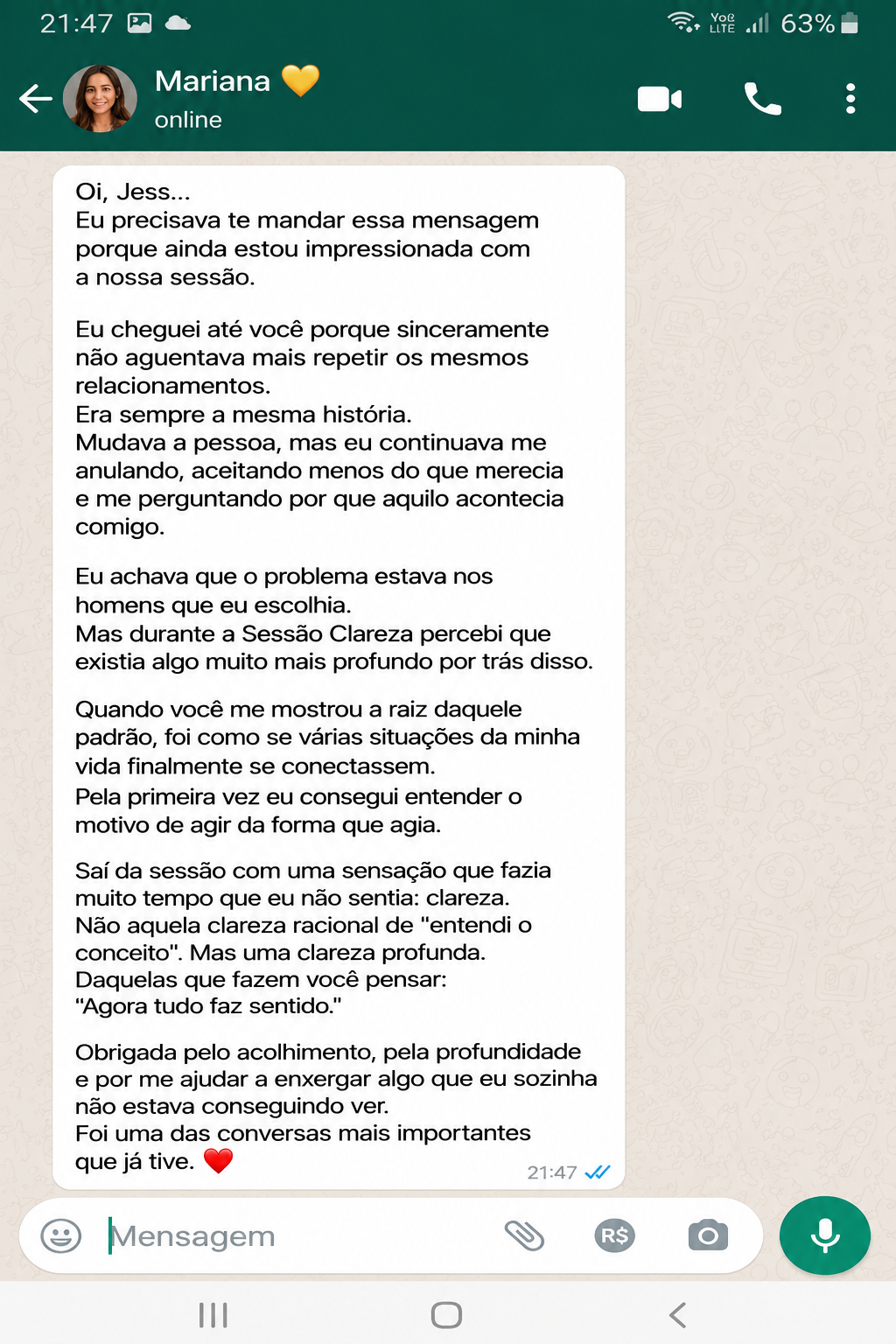 Depoimento de Mariana
